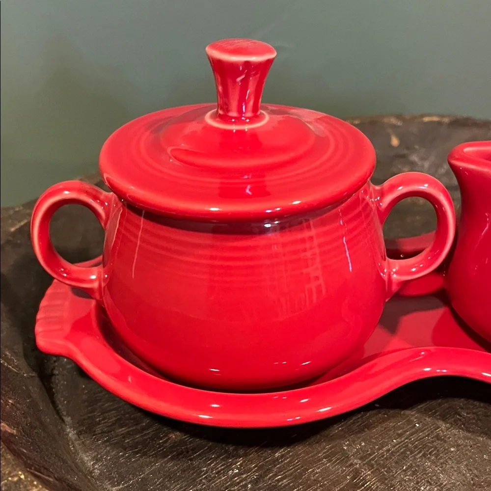 Scarlet Fiestaware Sugar and Creamer Set - Picture 2 of 8